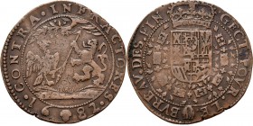 Medals
JETONS - REKENPENNINGEN - VERBOND VAN OOSTENRIJK EN SPANJE OM DE VREDE VAN NIJMEGEN TE HANDHAVEN. 1682 Adelaar en leeuw houden samen een lans ...