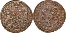 Medals
JETONS - REKENPENNINGEN - BRUSSEL. 1683 Wapenschild van Willem van Elshout. Kz. griffioen houdt in rechterpoot de Orde van het Gulden Vlies.Du...
