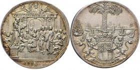 Medals
VROEDSCHAPS-RAADSPENNINGEN ATTENDANCE TOKENS - JENTONS DE PRÉSENCE - KRONINGSFEESTEN IN ROTTERDAM. VROEDSCHAPSPENNING / ATTENDANCE TOKEN 1689,...