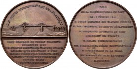 Medals
Foreign Medals - LA PREMIÈRE PIERRE DU PONT SUSPENDU DE TONNAY 1841, FRANCE The new bridge. Rev. 12 Lines of text.Carde 1444.AE 52.2 mm Extrem...