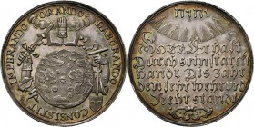Medals
Foreign Medals - FRIEDENSWUNSCH ZUM NEUEN JAHR 1631, by by Kitzkatz., GERMANY Sachsen. Johann Georg I. Globe, arms with sword and spade on bot...