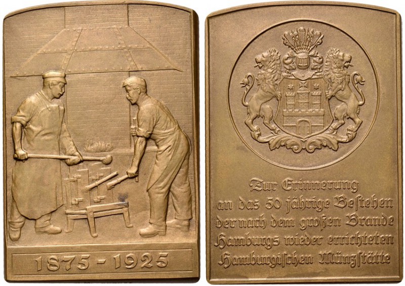 Medals
Foreign Medals - 50th ANNIVERSARY OF THE MINT IN HAMBURG 1925, GERMANY T...