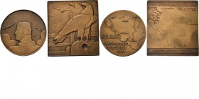 Medals
LOTS - Lot Belgium (2) Nederlandsch-Belgische Rondvlucht 14-15-16-17 Juilliet 1938, by Rau. AE plaquette 62.2 x 67.6 mm. & F.C.B.A.T. 2e Tour ...