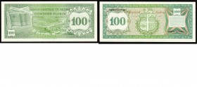Paper money
Aruba - 100 Florin 1986 Green. Flag at left, hotels at center. Back: coat-of-arms.P. 5 UNC