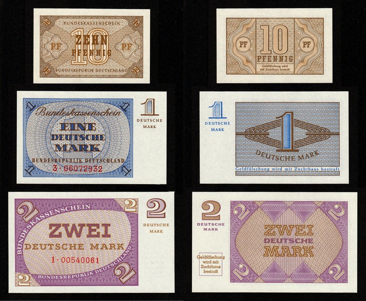 Paper money
Germany - Federal Republic - 10 Pfennig, 1 & 2 Deutsche Mark n.d. (...