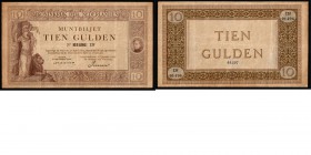 Paper money
Netherlands - 10 Gulden type 1894 Muntbiljet ‘Wilhelmina met Hangend Haar’. Handtekeningen: Pierson-Moens. Serienummer: IN 01496.Mev. 34....