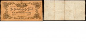 Paper money
Netherlands - 25 gulden type 1860 Bankbiljet ‘Reliëfrand’ of ‘Geeltje’. Eenzijdig. 2 letters, 6 cijfers. ht. Delprat en Vissering. 2 Nove...