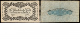 Paper money
Netherlands - 100 Gulden type 1860 Bankbiljet 'Reliëfrand'. ht: Delprat - Vissering. sn. 2 letters, 6 cijfers. Datum: 2 januari 1920. Ser...