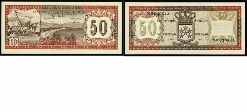 Paper money
Netherlands Antilles - 50 Gulden 1972 Brown on multicolor underprin...