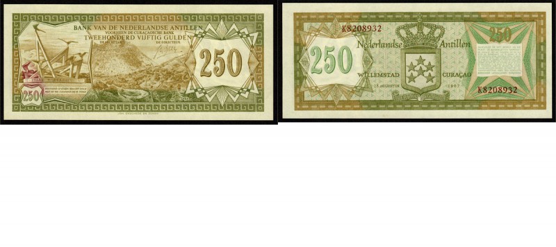 Paper money
Netherlands Antilles - 250 Gulden 1967 Olive-Green on multicolor un...