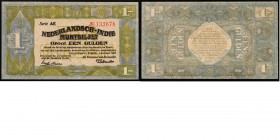 Paper money
Netherlands East Indies - 1 Gulden type 1920 Green and blue. Denomination to left. Back: ornamental design.Mev. 163b; P. 103. Almost UNC/...