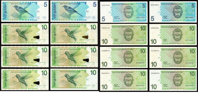 Paper money
LOTS - Lot Netherlands Antilles (8) 5 Gulden 1986 (P. 22a), 5 Gulde...