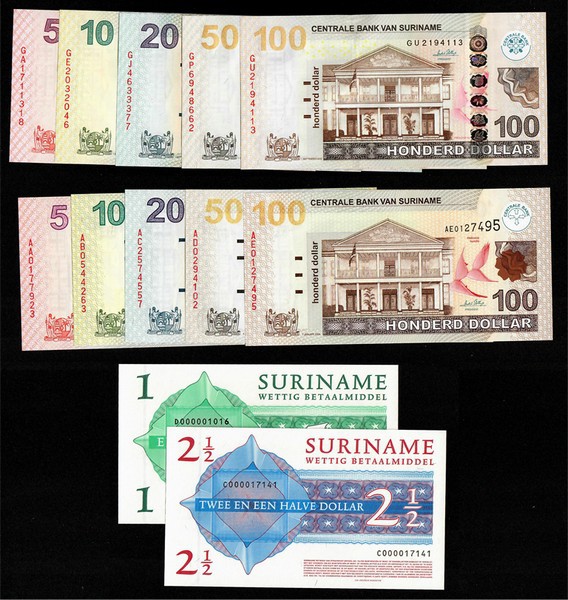 Paper money
LOTS - Lot Suriname (12) Consisting of the modern Dollar notes: 5, ...