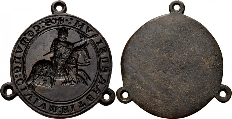 Miscelancious
Bronzen lakzegel Raimond-Roger Trencavel. Ridder te paard. CO~MVN...