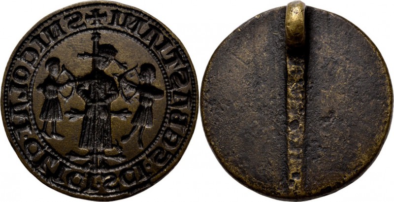 Miscelancious
Bronzen lakzegelstempel. St. Sebastiaan geflankeerd door twee boo...