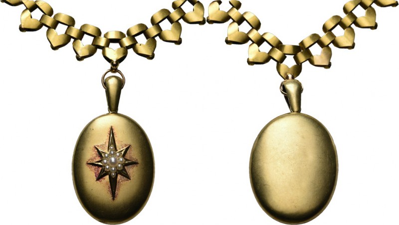 Miscelancious
Rouwmedaillon aan gouden ketting. Het medaillon is voorzien van p...