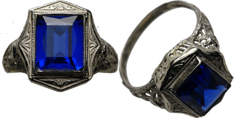 Miscelancious
Witgouden ring Blauw gekleurde steen (beschadigd) gevat in openge...