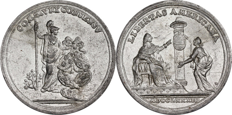 Old Cast Copy 1783 Peace of Versailles Medal. After Betts-608. Pewter. Choice Ab...