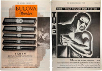 February 22, 1930 Saturday Evening Post Advertisement for Bulova Watches Featuring a Picture of George Washington. Very Fine, Edge Tear.
Approximatel...