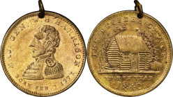 1840 William Henry Harrison Campaign Medal. DeWitt-WHH 1840-50. Brass. MS-62 (PCGS).
24 mm. Pierced for suspension with intact jump ring and trace of...