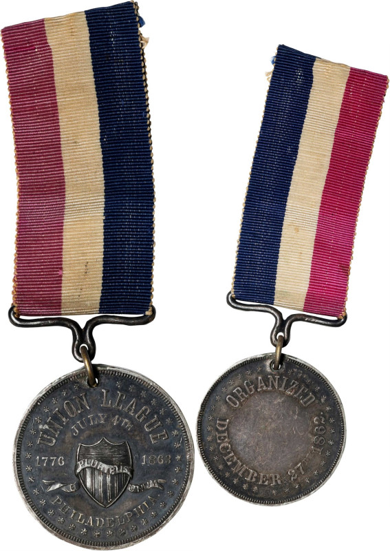 1862 Union League Political Medal. DeWitt-U 1862-3. Silver. About Uncirculated....