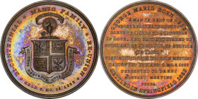 1883 Maris Family Bicentennial Medal. Julian CM-27. Bronze. MS-64 (PCGS).
38 mm. Accompanied by the original light pink, circular box of issue, lid m...