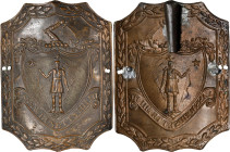 Undated Massachusetts Militia Decoration. Bronze.
85 mm x 112.5 mm, decorative arched top and bottom. Massachusetts Arms with standing Indian surroun...