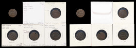 NEW YORK. New York. Lot of (5) 1817 The Theatre at New York (Park Theatre). Copper. Plain Edge.
19 mm. Included are: (3) Rulau-E NY 41; and (2) Rulau...