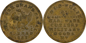 NEW YORK. New York. 1823 C. & I.D. Wolfe. Rulau-E NY 957B. Rarity-3. Brass. Reeded Edge. VF-35 (PCGS).
26 mm. Faint traces of silvering persist, espe...