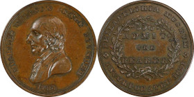 PENNSYLVANIA. Philadelphia. 1821 Philadelphia Museum. Rulau-E Pa 398, Julian UN-23. Rarity-5. Copper. Plain Edge. MS-61 BN (PCGS).
32 mm.
PCGS# 9304...