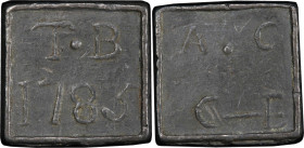 NEW YORK. Cambridge. 1785 Cambridge Communion Token. Burzinski-202, Warner-24. Pewter. Plain Edge. EF-40 (PCGS).
23.3 mm x 22.6 mm, rectangle. 138.0 ...