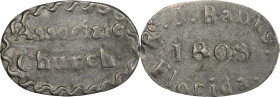 NEW YORK. Florida (Montgomery County). 1803 Associate Church Communion Token. Burzinski-2579, Warner-48, Bason NY-87. Pewter. Plain Edge. AU-50 (PCGS)...