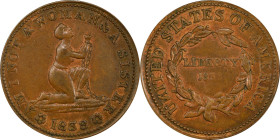 1838 Am I Not A Woman. HT-81, Low-54, DeWitt-CE 1838-19, W-11-720a. Rarity-1. Copper. Plain Edge. AU-50 (PCGS).
28.3 mm.
From the Sydney F. Martin C...