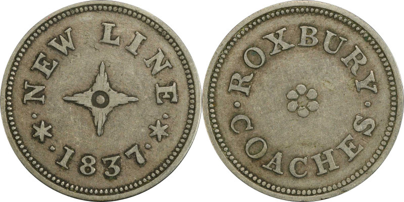 MASSACHUSETTS. Roxbury. 1837 Roxbury Coaches. HT-169, Low-129, W-MA-300-10j. Rar...