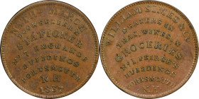 NEW HAMPSHIRE. Portsmouth. 1837 Nathl. March / William Simes & Co. HT-194, Low-124, W-NH-140-10a. Rarity-1. Copper. Plain Edge. AU-58 (PCGS).
28.5 mm...