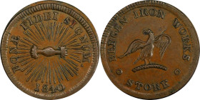 NEW JERSEY. Lakewood. 1840 Bergen Iron Works. HT-206, Low-143, W-NJ-180-15a. Rarity-3. Copper. Plain Edge. AU-58 (PCGS).
20.8 mm.
PCGS# 77134.
From...