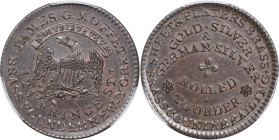 NEW YORK. New York. Undated (1837) James G. Moffett. HT-297, Low-323, W-NY-800-15a. Rarity-2. Copper. Plain Edge. MS-62 BN (PCGS).
28.5 mm.
PCGS# 77...