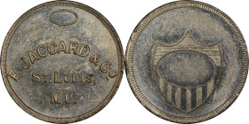 MISSOURI. St. Louis. Undated (1860) E. Jaccard & Co. Miller-Mo 10. White Metal. Plain Edge. AU-58 (PCGS).
27 mm.
From the Sydney F. Martin Collectio...