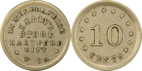 WEST VIRGINIA. Hartford City. Undated (1861-1865) Kelly's Store. Fuld-260A-2j. Rarity-7. German Silver. Reeded Edge. EF-45 (PCGS).
19 mm.
From the S...