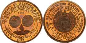 MASSACHUSETTS. Boston. 1873 Boston Numismatic Society. Rulau Ma-Bo 13B. Copper. Plain Edge. MS-66 RB (PCGS).
31 mm.
From the Sydney F. Martin Collec...