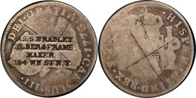 NEW YORK. New York. [J]AS. S. BRADLEY / GILDER & FRAME / MAKER / 154 WM ST N.Y. on the obverse of a Spanish colonial 1776-PTS PR 2 reales. Brunk B-102...