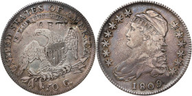 MARTIN on the reverse of an 1809 O-103 Capped Bust half dollar. Brunk-Unlisted, Rulau-Unlisted. Host coin Very Fine.
From the Sydney F. Martin Collec...