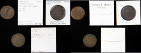 Lot of (3) Counterstamped Coppers.
Included are: Brunk D-647 on the obverse of an 1829 Matron Head cent; Brunk R-163 on the obverse of an 1829 Matron...