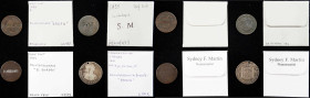 Lot of (6) Different Counterstamps.
Most host coins are half cents or large cents, but we also note a Spanish colonial 2 reales and Shield nickel. Ho...
