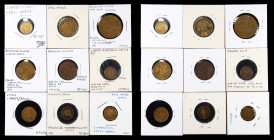 Lot of (17) American Gaming Counters. Brass.
Most are Liberty Head types, but a George Washington, caduceus and scales, and (2) eagle types are also ...