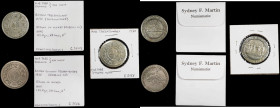 Lot of (5) Pine Tree Shilling-Themed Massachusetts Bay Colony and Boston Tercentenary Medals. Nickel.
28-30 mm. Each piece with a replica Pine Tree s...