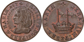 Undated (1860s) Lord Baltimore Penny, or Denarium. Idler Copy. Kenney-2, Miller-Pa 222A, W-15660. Copper. Mint State.
From the Sydney F. Martin Colle...