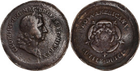 Electrotype Copy (1722) Rosa Americana Twopence. After Martin 1a.1-A.1, W-1318. Jumbo Planchet. Copper Over Lead. About As Made.
38.5 mm. 303.4 grain...