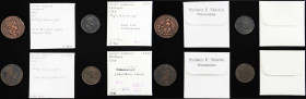 Lot of (15) Wood's Hibernia Coinage Copies.
Includes copies (mostly cast) of farthings and halfpennies. An interesting study group. This is a sold as...