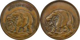 Undated (1860s) Double Elephant Token Fantasy by John Adams Bolen. Musante JAB-34, Kenney-6, W-14360. Copper. MS-64 BN (PCGS).
169.0 grains. Not in t...